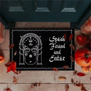 VIKAMA Gothic Vintage Door Mat Speak Friend and Enter Arch Pattern Non Slip Waterproof Farmhouse Entryway Decor Mat