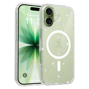 Hybrid Clear Case for Magsafe iPhone 17 Air 17E 16E 16 E Pro Max 15 Plus 14 13 Mag Safe Glitter Military Grade Protection Cover