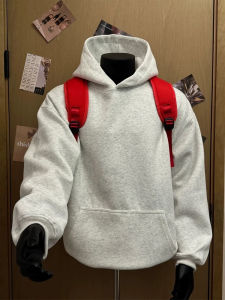 เสื้อสเวตเตอร์ฮู้ดทรงสั้นทรงหลวมสำหรับผู้ชายในฤดูใบไม้ร่วง ทรงบ็อกซี่ ทรงเข้ารูป เสื้อคลุมกันหนาวผ้าฝ้ายผสม