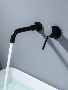 Qimeisi Copper Concealed Black Hot Melt Basin Faucet Wall-Mounted Hot and Cold For Home Embedded Washbasin Faucet