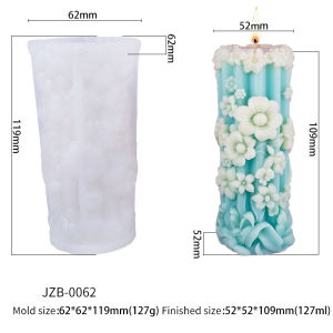 Flower Pillar Silicone Candle Mold Spring Flower Cylindrical Aromatherapy Soap Ornament Plaster Epoxy Resin Mold Home Decoration