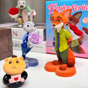 Bandai | Disney Flower Animal City Eternal Flower Blind Box Toy Desktop Ornaments Judy Nick Model Birthday Gifts