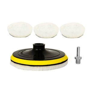 4-Inch Car Cleaning Polishing Waxing Polishing Disc 5-piece Set Self-adhesive Back Fleece Imitation Wool Polishing Pad