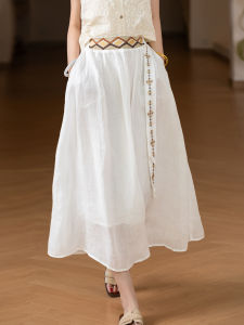 XIAOER | Moroccan Embroidered Heavy-duty 100 Hemp Flax Slimming Skirt