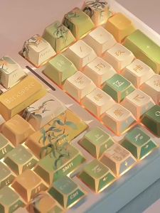URE Oolong Tea keycap Angled Edges Shine through Keycaps Cherry Keycaps Dye-Sublimation PBT Keycaps For MX Mechanical Keyboard