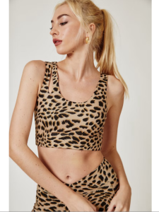 Silverwind Leopard Print Hollow out Design Yoga Vest Quick Dry Sports Fitness Set with Shoulder Strap Three-quarter Pants