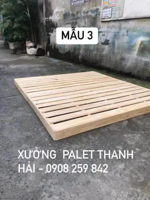 Giường Palet gỗ thông mới 100% (hình thật)