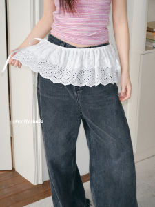 Feytiy Pure Cotton Lace Girls 2025 New Cake Skirt Curtain Sweatshirt Overlap Hemline Cover up Spring Summer Short Skirt