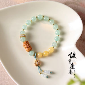 NanZhu XiaoYuan East Ling Jade Bracelet Sandalwood Mother Lucky Beads New Chinese Style Womens Fashion Jewelry Hand Chain