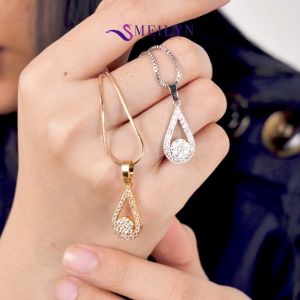 MEILYN Liontin Wanita Permata Motif Tetes Bunga Perhiasan Lapis Emas 18K All Series