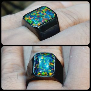 CINCIN TITANIUM PERMATA KALIMAYA BLACK OVAL