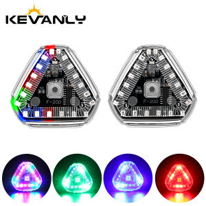 Triangles Solar Power Strobe Warning Light Motorcycle Car Motorbike Tail Colorful LED Night Rear Collision Flashing Signal Lamp