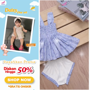 Baju Bayi Perempuan Newborn 0-20 BULAN Jumper Bayi Daisy + Bando Zalira Kids / Jumpsuit Bayi Perempuan / Setelan Bayi Cewek / Baju Kodok Bayi / Setelan baby / One set Baby / Hadiah Bayi Baru Lahir