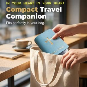 【X】Leather Holy Card Holder Pocket Prayer Card Organizer with Anti-lost Snap Closure Perfect for  Kids Sunday School