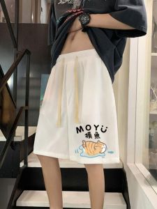 กางเกงขาสั้นผ้าไหมน้ำแข็งฤดูร้อนสำหรับผู้ชาย กางเกงขาสั้นชายหาดลำลอง กางเกงขายาวห้าส่วน กางเกงขายาวลำลอง ทรงหลวม ผ้าฝ้ายโพลีเอสเตอร์ 100%