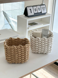 Thickened Cotton Rope Woven Basket Nordic Style Storage Box Desktop Snack Miscellaneous Goods Basket Cosmetic Storage Basket