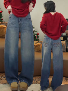MEITESIJIAONU | Fleece Lined Thicker Jeans  Straight Leg Trousers
