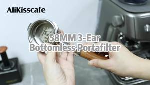 Portafilter 58mm Cho Hibrew H7 H7a H10a Breville Barista Max Mini Sunbeam - Phụ Kiện Máy Pha Cà Phê Bằng Thép Không Gỉ Có Vòi Đôi