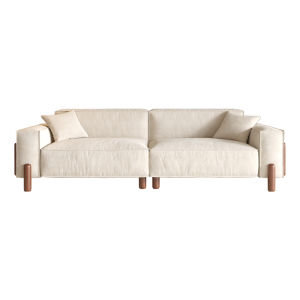 Vintage Style Tofu Shape Creamy Fabric Sofa