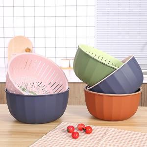 Thickened Double Layer Drain Basket Vegetable Washing Basket Large Size Kitchen Fruit And Vegetable Storage Basket Home Rice Washing Basket
