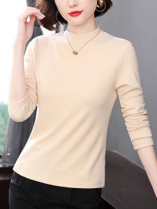 Dralon Bottoming Shirt for Women Solid Color Inner Wear Heattech Double-Sided Australian Velvet Tops 2024 Fall and Winter New Western Style Blouse Women