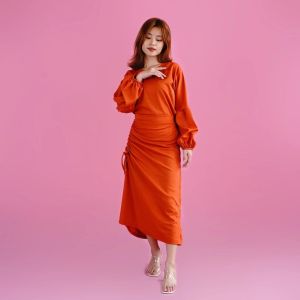 One Set Nadia | Set Wanita Rok Serut & Blouse Lengan Balon Fashion Muslim