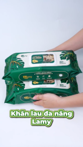 Thùng 06 gói khăn lau đa năng cao cấp Lamy gói 80 tờ size lớn hương chanh