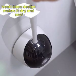 ECOCO แปรงขัดห้องน้ำ แปรงล้างสุขภัณฑ์ แบบติดผนัง หัวกลม แบบง่าย 20L สูงสุด สุดซ้าย 45cm ฐานเก็บระบายน้ำ มาตรฐานให้ความสวยความงาม