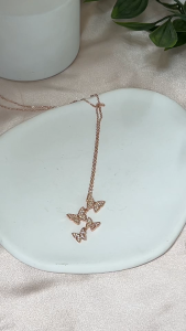 MILLENNE Millennia 2000 Fluttering Butterflies Cubic Zirconia Rose Gold Necklace with 925 Sterling Silver (MLP-01)