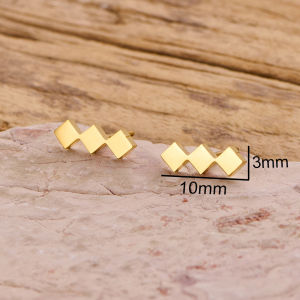 Minimalist Brief Square Bar Stud Earrings For Women Gold Plated Stainless Steel Rectangle Femme Earrings Fashion Jewelry