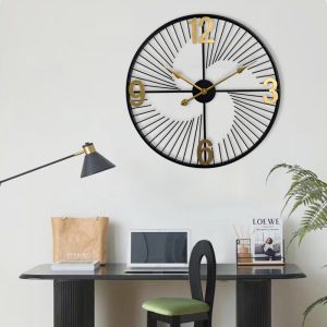 Minimalist Nordic Luxury Large Wall Clock - Decorative Silent Quartz Clock for Living Room Bedroom or Office Elegant Metal Art Home Decor 60*60cm