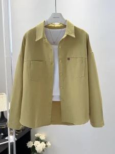 [ Shop Hot Sale ] Pink Jacket Womens Shirt 2025 Autumn New Korean Style Pocket Loose Slimming Long Sleeve Top Shirt for Petite Women