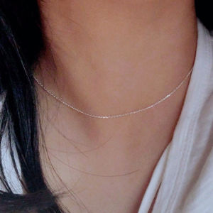 316L Stainless Steel Minimalist Thin Cable Chain Choker Tarnish Resistant Silver Tone Delicate Chain for Chic & Dainty Outfits