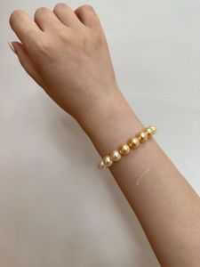 Gradual Gold White Pearl Light Bracelet 14K Plated Flower Buckle Womens Fashion Jewelry Hand Chain Pearl Strands