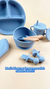 HIPPOLAND 9 in1 Celemek Makan Bayi Mangkok Sendok Anak Bayi Silikon Peralatan Makan Bayi 466