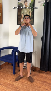 POLICE Kemeja Polos Cotton Kantong Dua Regular Fit Pria