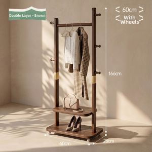 ZHUSHANXIA | Space-saving Movable Freestanding Wood Coat Stand