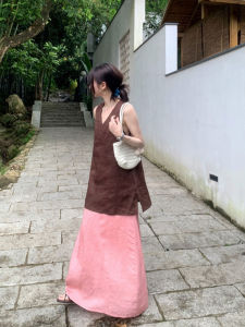 YUFUQING | French Design Loose Fit Slimming Linen Vest And Skirt Set Women Summer Fashion Half Body Skirt Vintage Style Short Sleeve V Neck