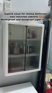 ☀️Life Core☀️ Wall-Mounted Cosmetic Storage Cabinet Bathroom Storage Box Simple Wall Mounted Skincare Products Storage Box Wall Mounted Storage Bathroom & Kitchen Cabinet with Doors for Bathroom  & Kitchen Dinning Room