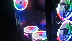 พัดลมคอม RGB 12V  4P และ3P 1200RPM พัดลมระบายความร้อน 12cm Dual Ring RGB Cooling Fan พัดลมเคส พัดลมคอมพิวเตอร์ แสงสะท้อนสีสันสดใส
