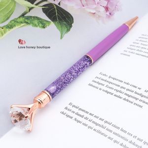 Large Diamond Crystal Ballpoint Pen Cute Girl Korean Version Sandflow Signature Pen Creative Office Student Gift Engraving