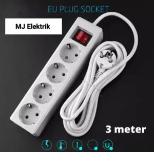 Stop Kontak 4 Lubang Kabel Arde 3m / 3 Meter KAWASHUKI / SUNFREE MJ Elektric