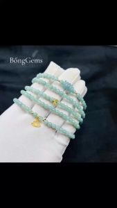 vòng tay nữ dáng chuỗi ngọc lam ngọc tự nhiên mix đồng điếu lam ngọc và charm hoa sen và charm bi cầu kim tiền vàng tây vòng tay đá phong thủy trang sức thiết kế đủ hóa đơn thẻ bảo hành