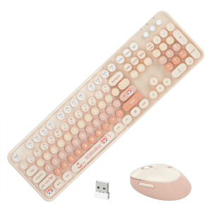 MOFii Wireless 2.4G Connection Mixed Color Keycaps Cute Bear Ergonomic Sweet Keyboard Mouse Set