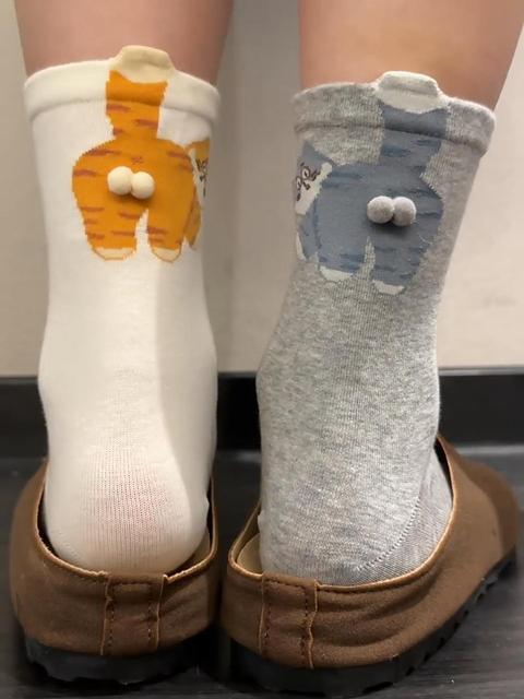 Funny cat socks three-dimensional balls personality casual womens socks gifts for cat lovers