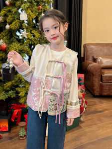New Chinese Style Fleece Lined Girls Outfit Baby Clothes Set Three Piece Suit Autumn Winter Children Clothing Set for Girls