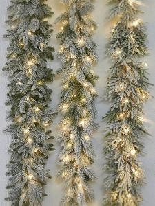 Christmas Decorative Fern Branches Glowing Velvet Flocking Creative Atmosphere Christmas Tree Flower Ring Scene Arrangement Decoration
