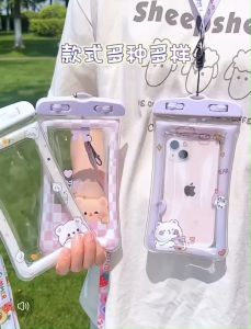 KAYKAI ซองใส่โทรศัพท์กันน้ำ กันกระแทกน่ารักลายการ์ตูน รุ่นใหม่แบบหนา (แถมสายห้อยคอ) ขนาด 6.5นิ้ว