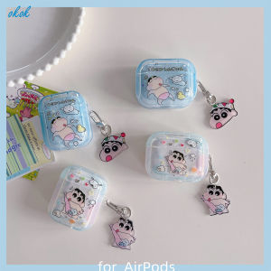 OKOK Summer Swimming Crayon Shin-chan Airpods Case For AirPods 1 2 3 Pro inPods i7 i12 Pro Wireless Bluetooth Headphones Accessories Casing For Air Pods Earphone Charging Box Protective Cover With Pendant