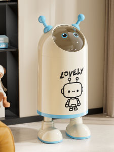 Large Capacity Living Room Bedroom Bathroom Trash Can with Lid Home Use Big Size Attractiveness Cute Robot Garbage Can
